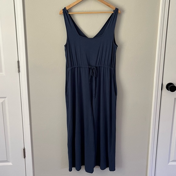 AnyBody Regular Cozy Knit Wide-Leg Reversible Jumpsuit Navy Size Medium - Picture 13 of 13